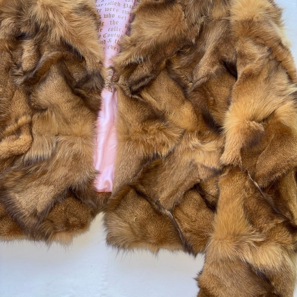 Vintage Y2K Juicy Couture Brown Fox Fur Jacket Pam Gela Mink Genuine P XS Glam S - Picture 6 of 17